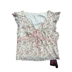 NWT ROMWE Babydoll Top Y2K Romance Core Fairy Ruffle Sleeves Sz M